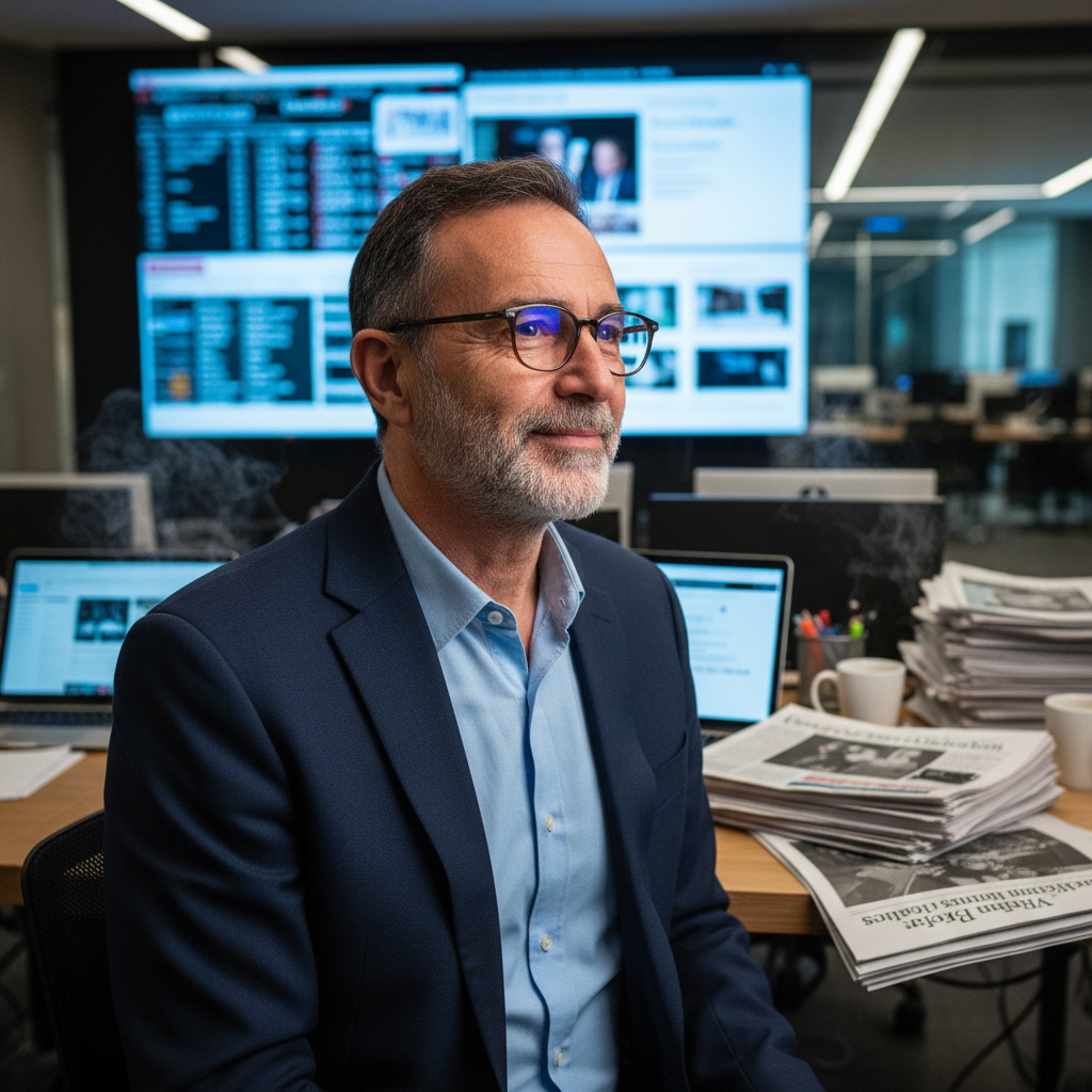 Portrait of V. Aldama, Director of the Herald, Editor